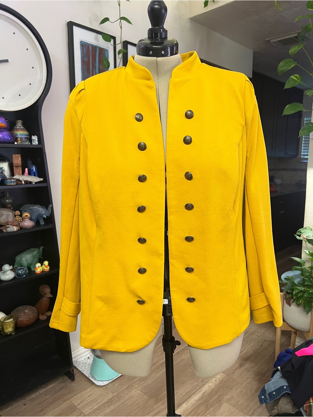 Modcloth Yellow Military-Style Double-Breasted Jacket
